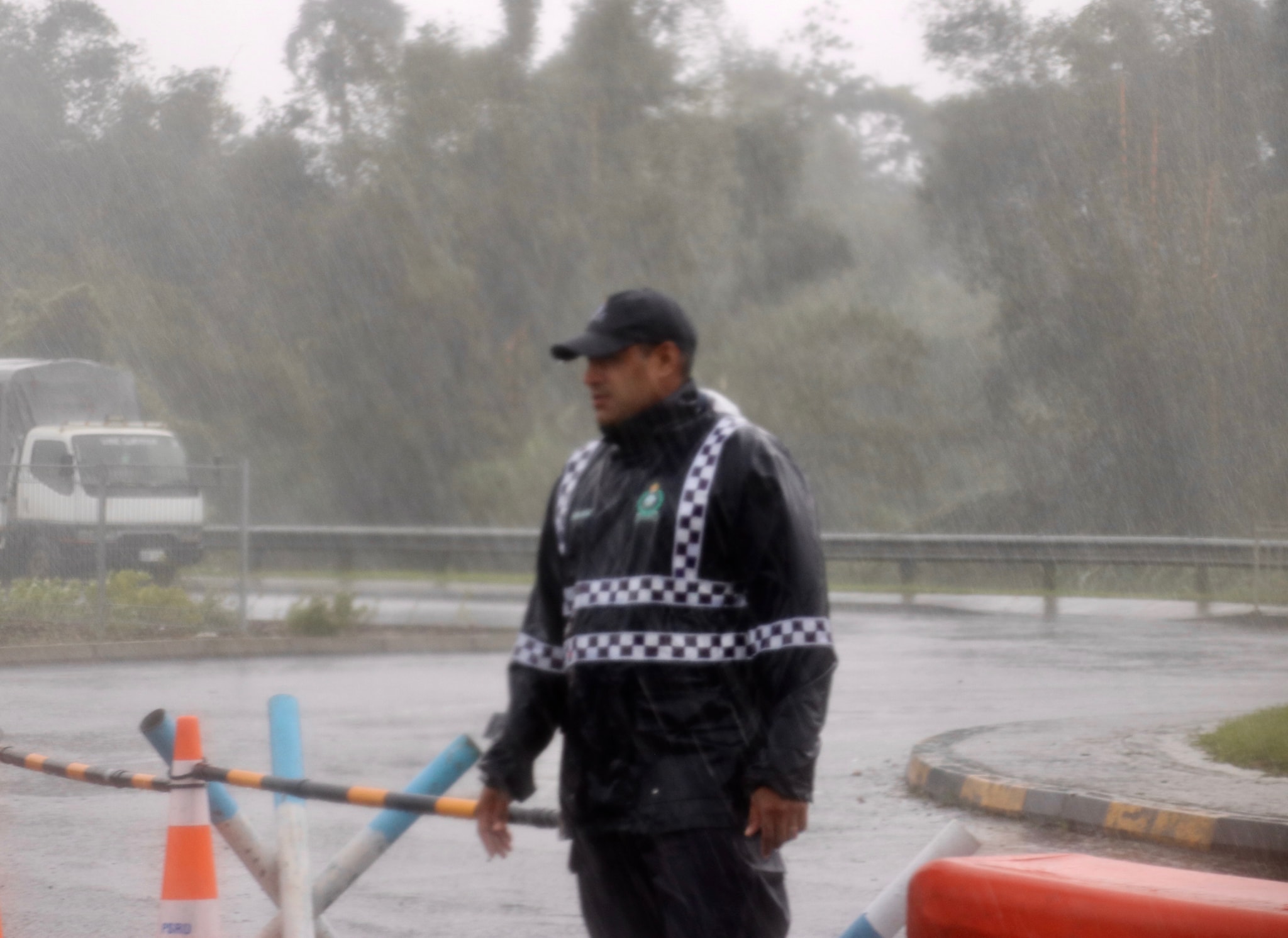 police man in rain
